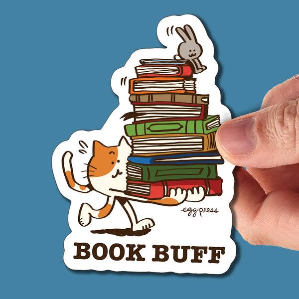Library Book Sticker Buff Book Buff Vinyl Sticker - Egg Press