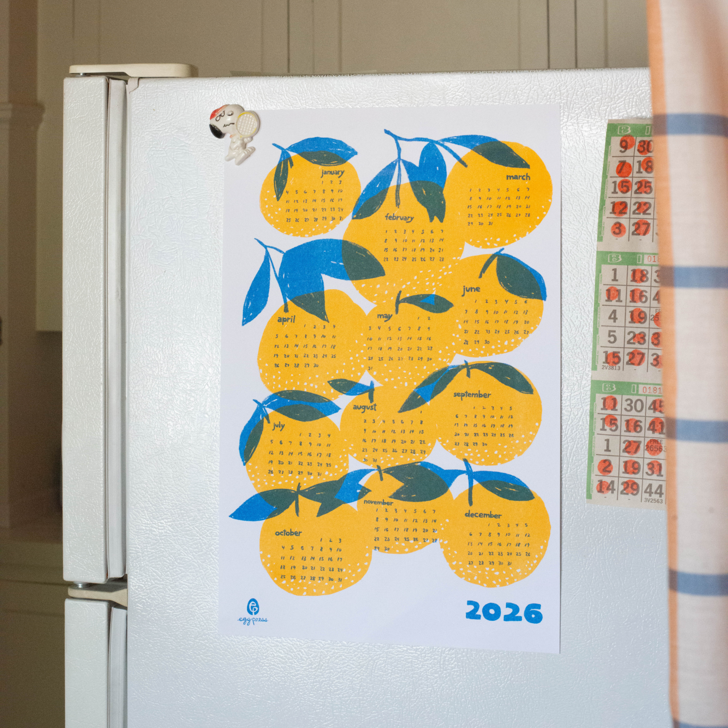 Oranges 2026 Calendar Illustrated Risograph Print