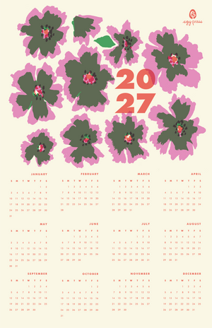 Flowers 2027 Calendar Illustrated Risograph Print