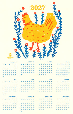 Chicken 2027 Calendar Illustrated Risograph Print