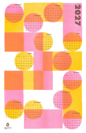 Geometric 2027 Calendar Illustrated Risograph Print