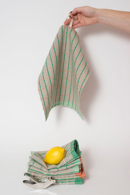 linen stripe towels with citrus squeezer gift set