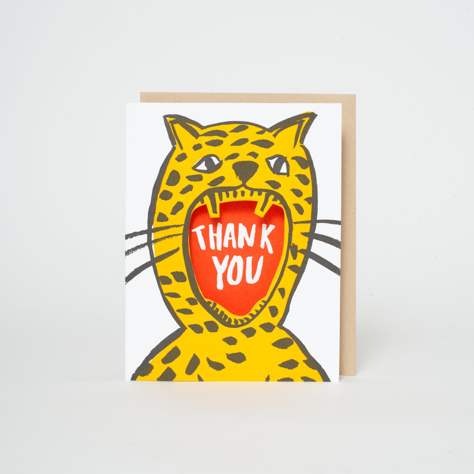 cheetah roar die-cut thank you card