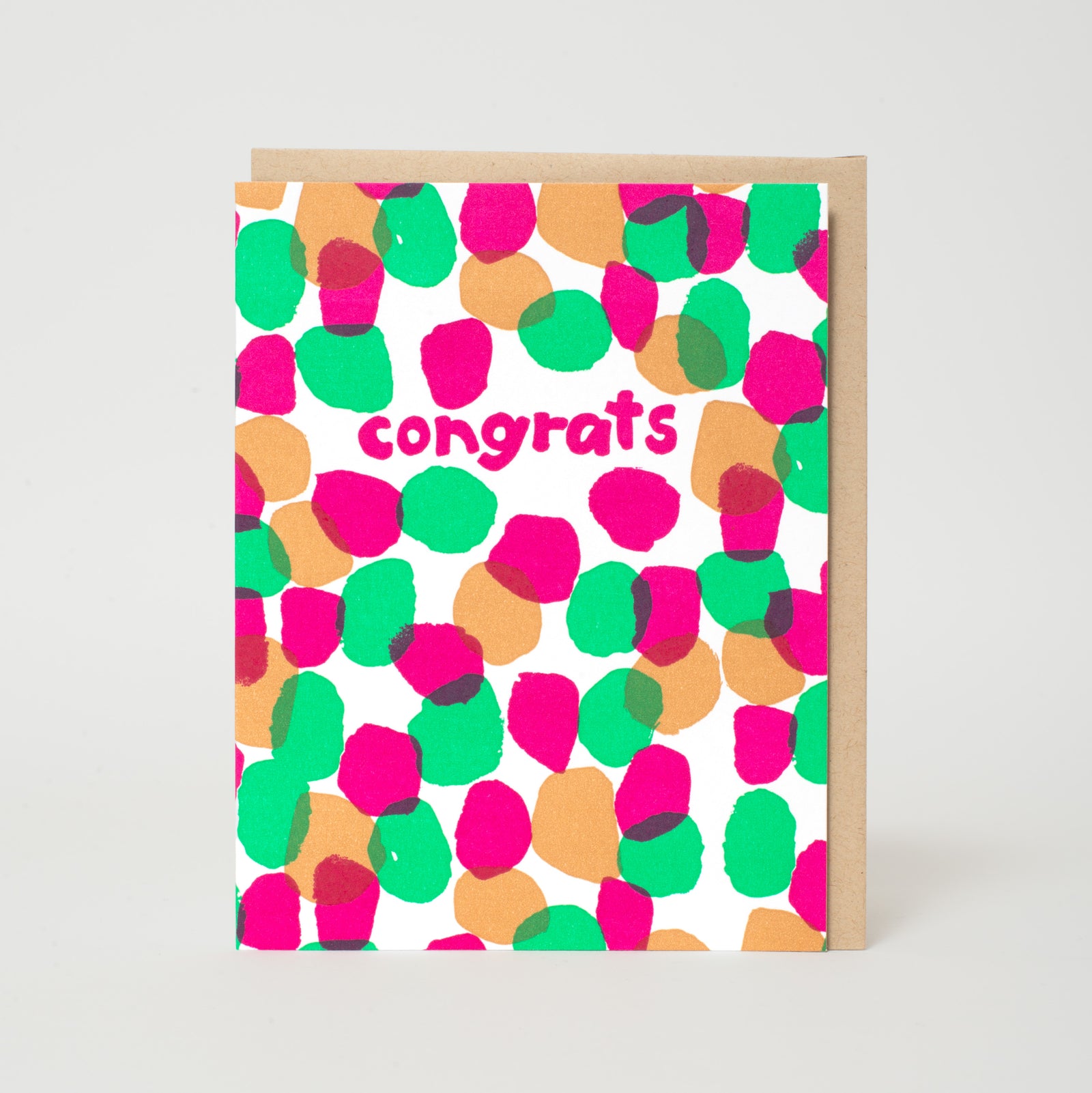 polka dots congratulations letterpress greeting card