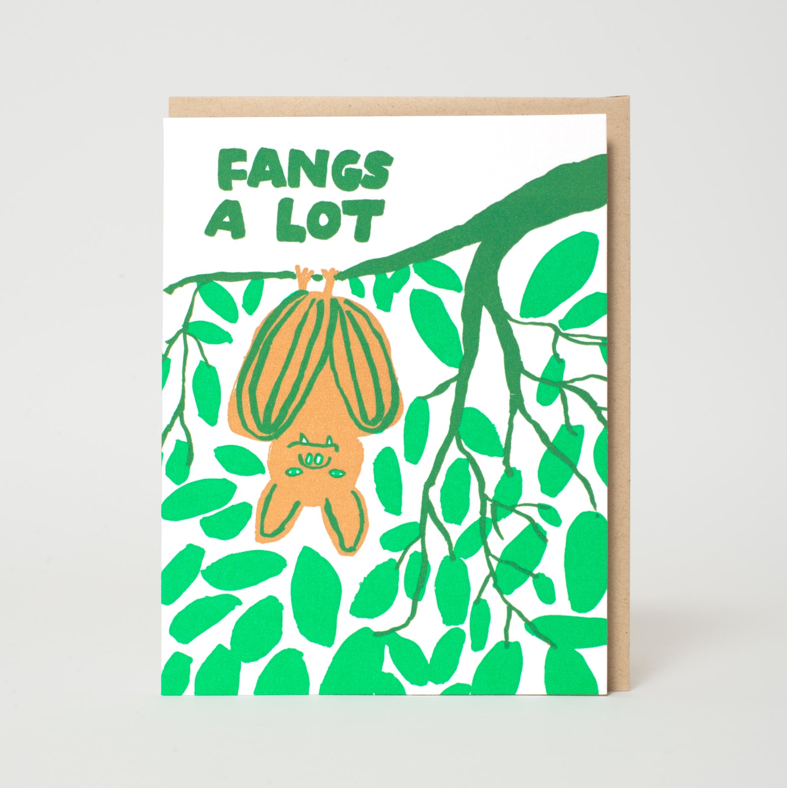 bat thank you punny letterpress greeting card