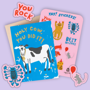 Card & Sticker Sheet Set - Holy Cow Congrats