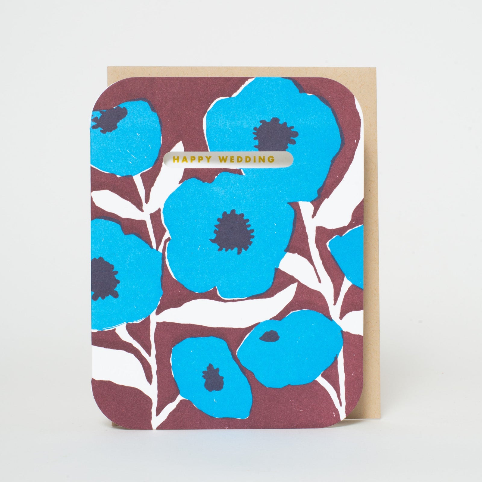 blue poppy wedding congrats card
