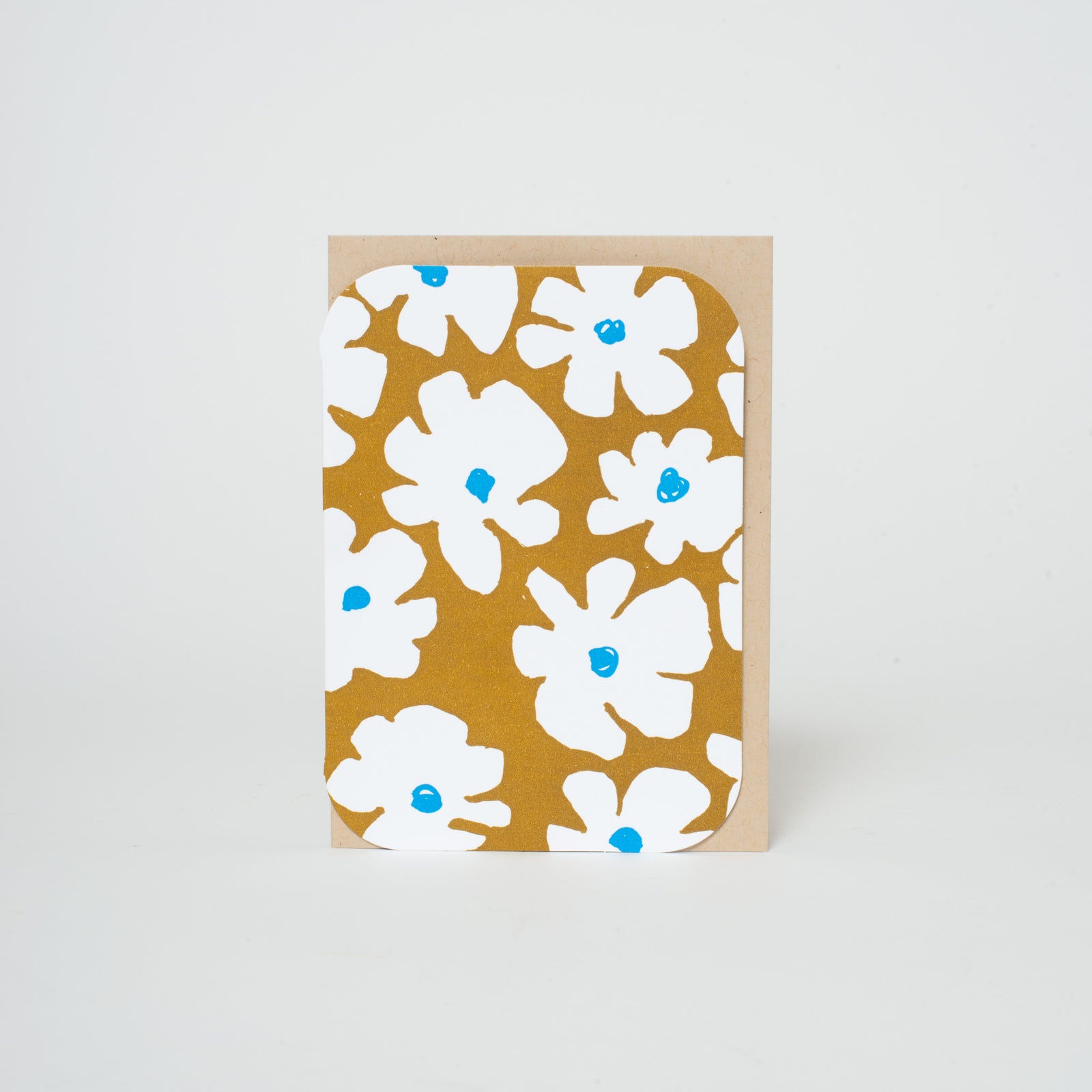 big flower blank card, tan