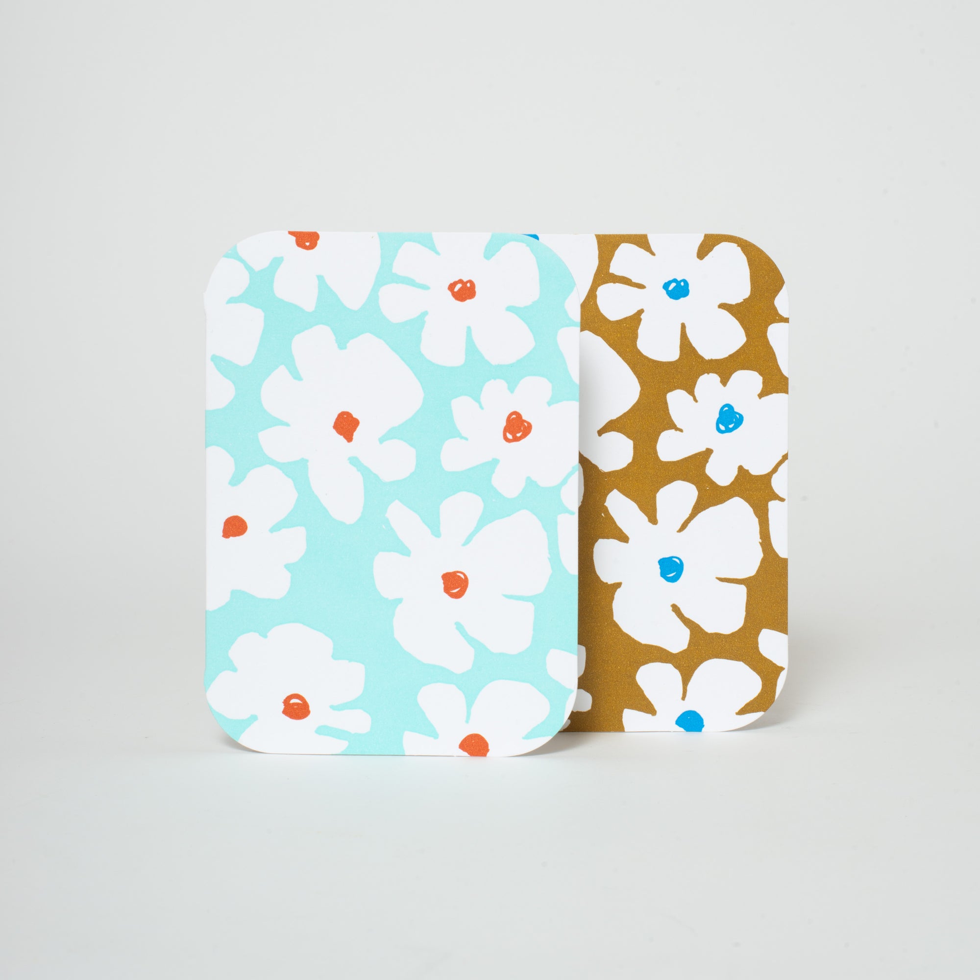 big flower blank card, tan
