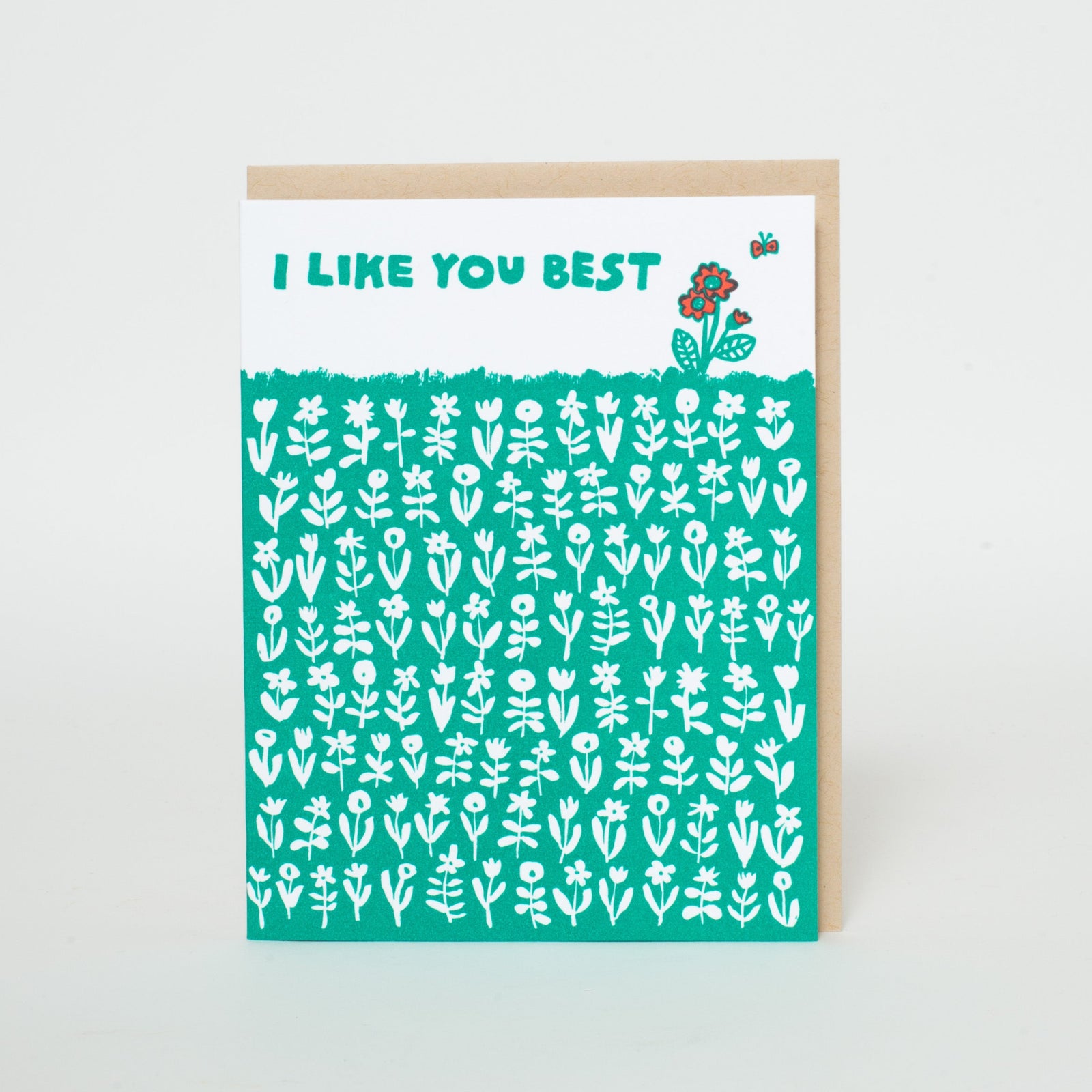 like you best flower meadow love card