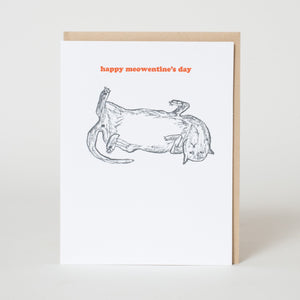 cat valentine's day letterpress greeting card