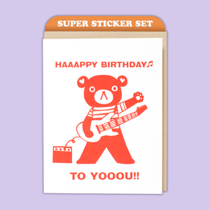 Card & Sticker Sheet Set - Bear Birthday