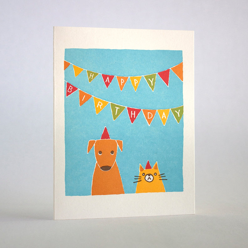 Birthday Cat and Dog card by Fugu Fugu Press