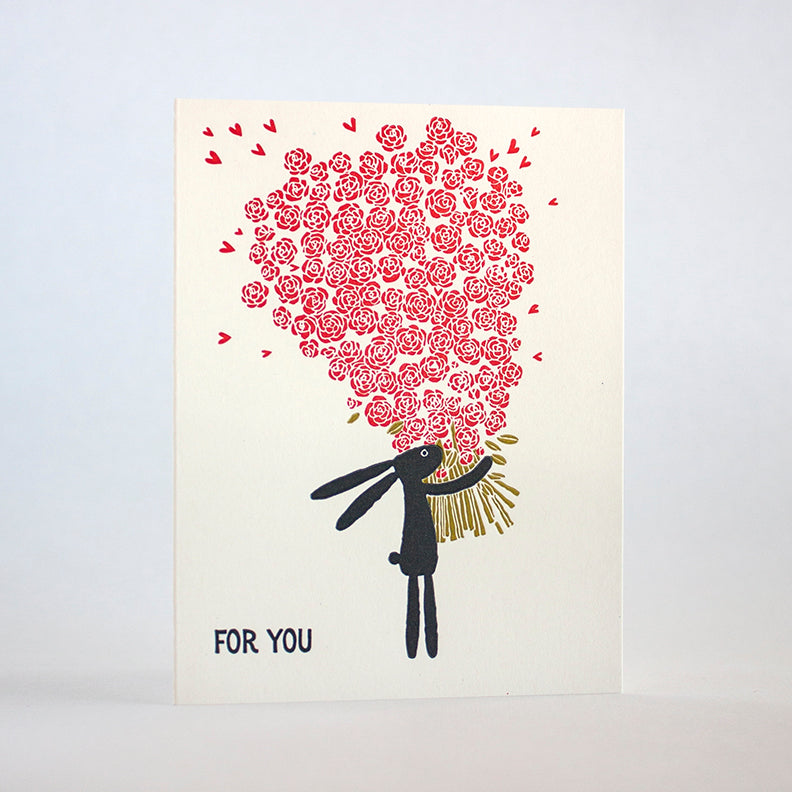 For You Bunny Roses love card by Fugu Fugu Press
