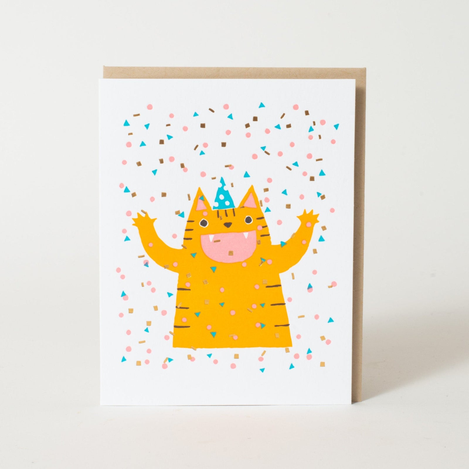 Confetti Cat Birthday card by Fugu Fugu Press