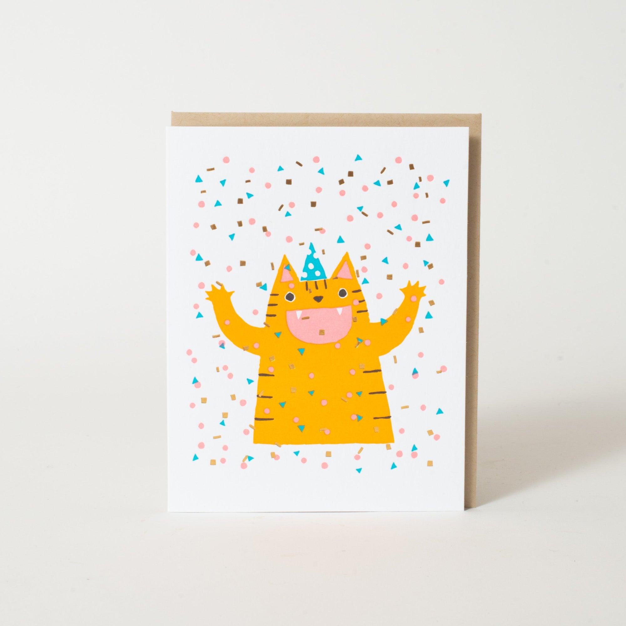 Confetti Cat Birthday card by Fugu Fugu Press