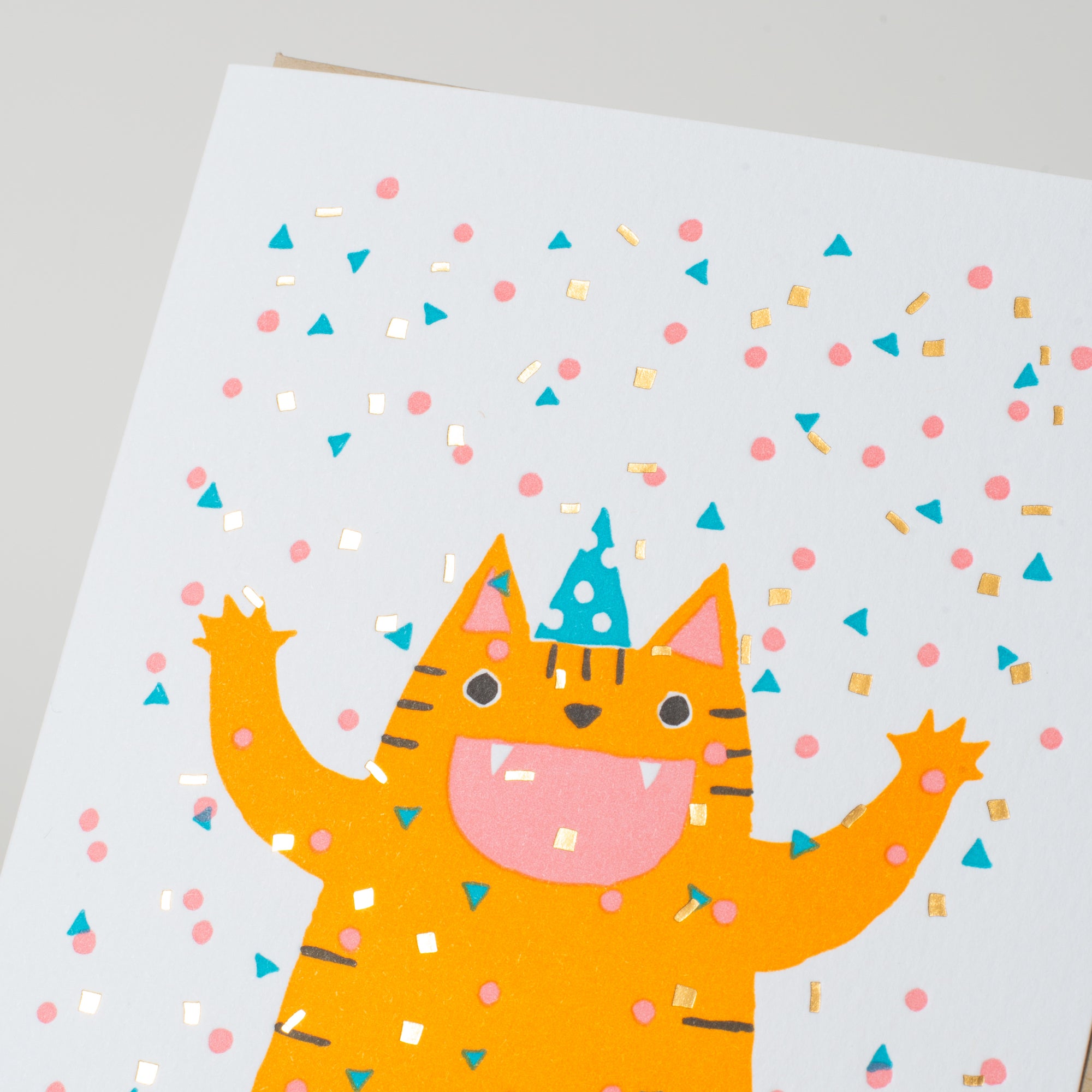 Confetti Cat Birthday card by Fugu Fugu Press