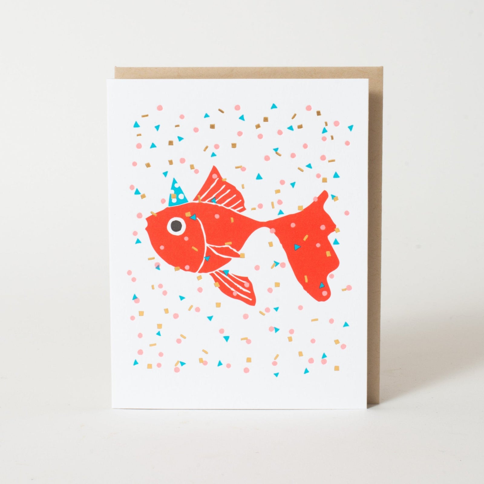 Confetti Goldfish Birthday card by Fugu Fugu Press