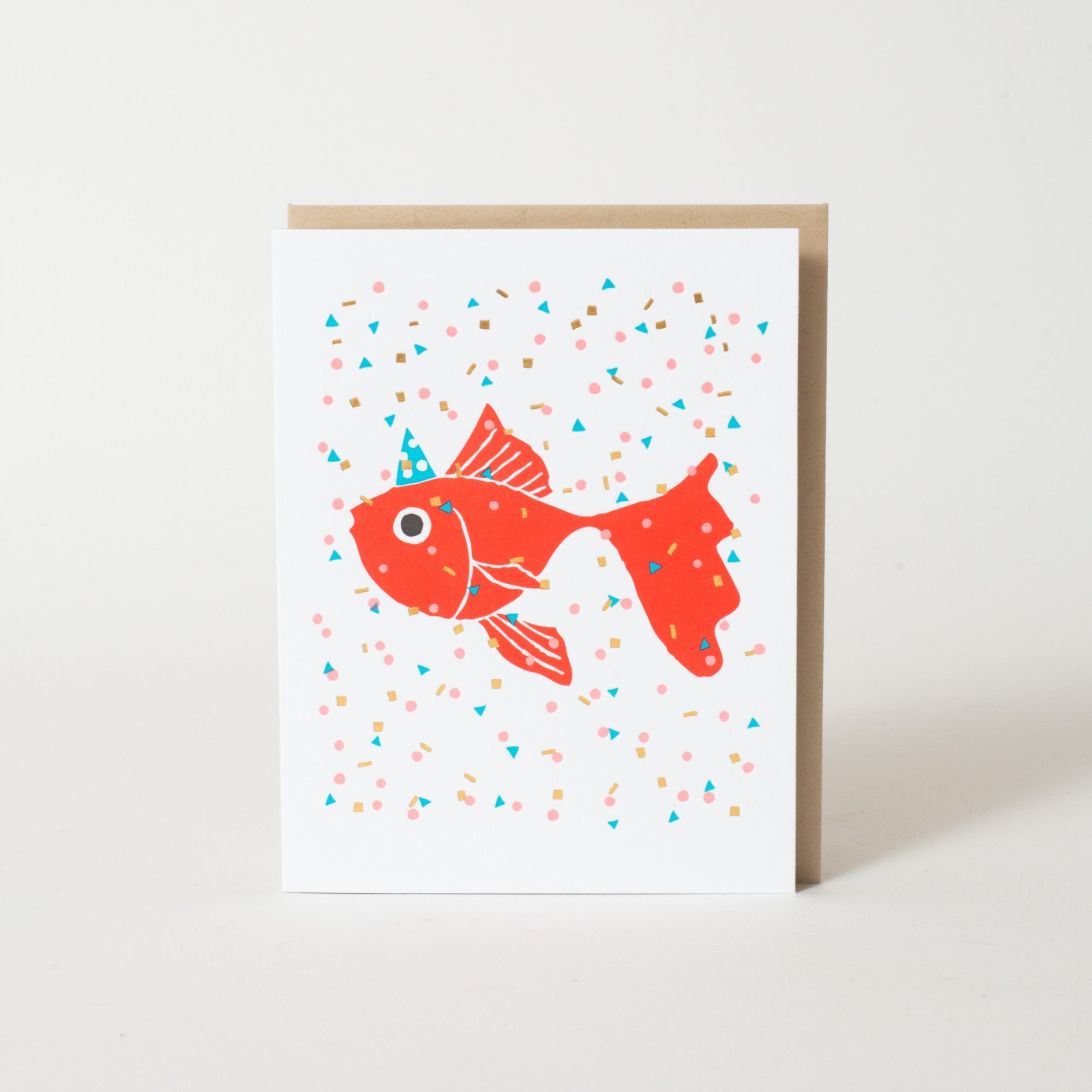 Confetti Goldfish Birthday card by Fugu Fugu Press