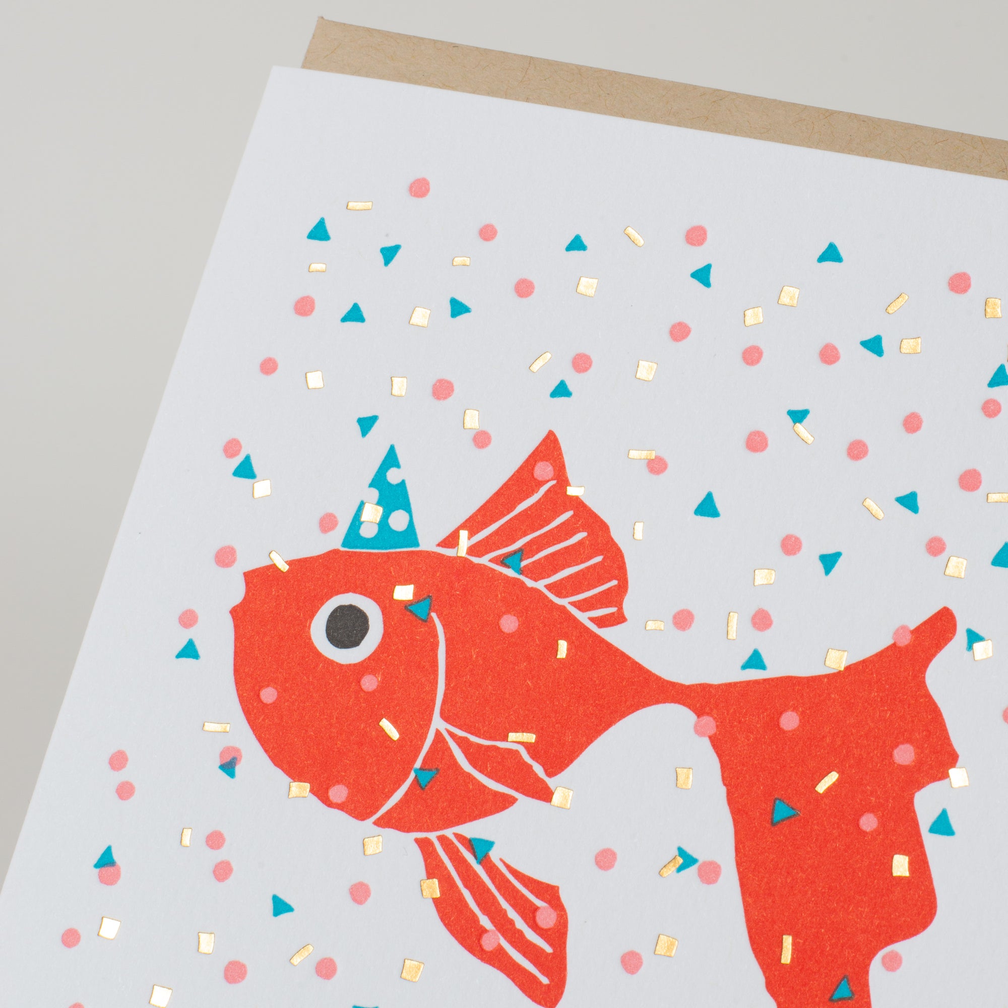 Confetti Goldfish Birthday card by Fugu Fugu Press
