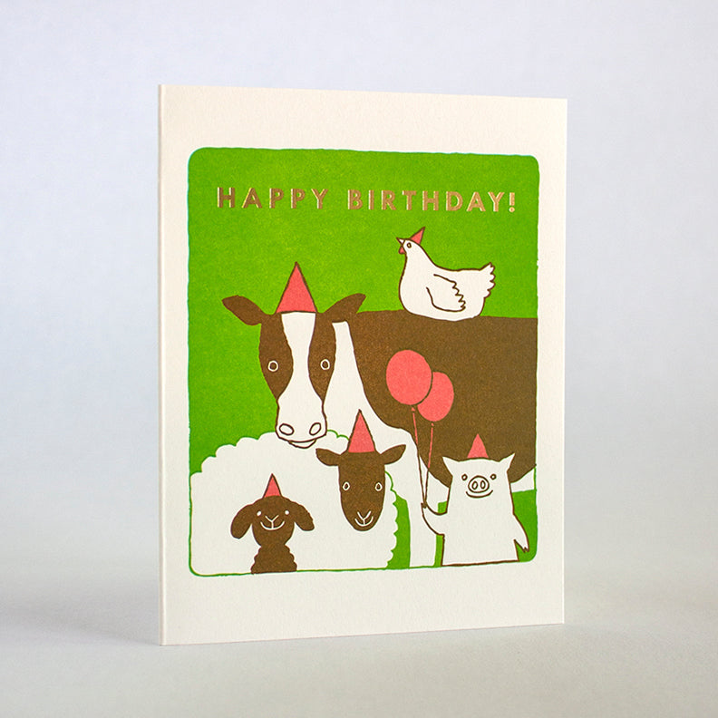 Birthday Farm Animals card by Fugu Fugu Press