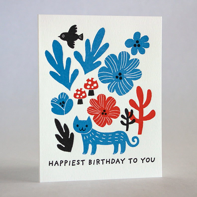 Happiest Birthday Cat card by Fugu Fugu Press