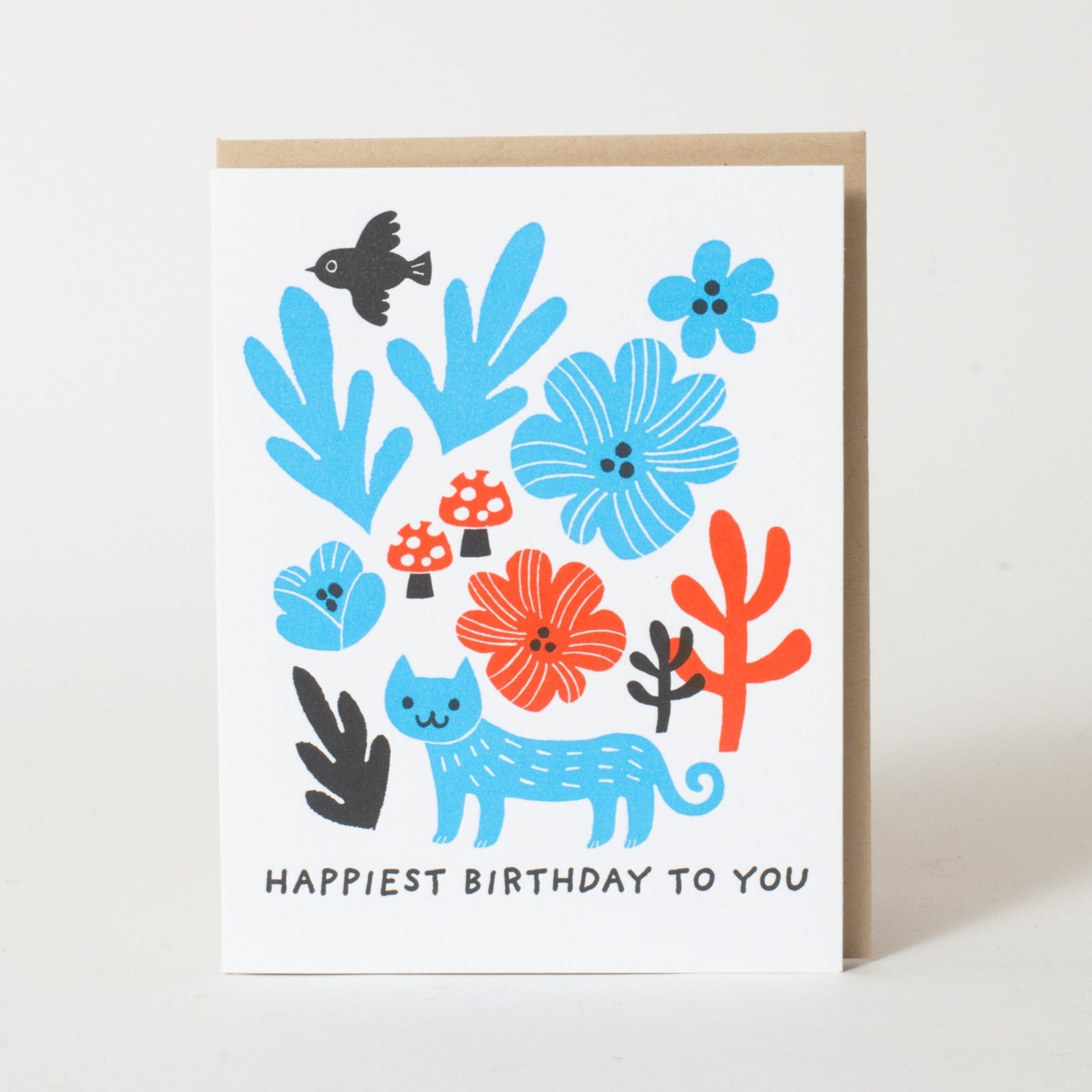 Happiest Birthday Cat card by Fugu Fugu Press