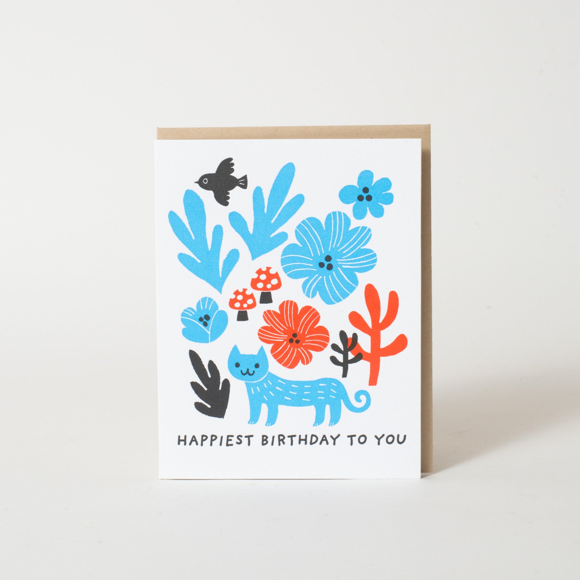 Happiest Birthday Cat card by Fugu Fugu Press
