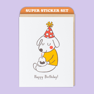 Card & Sticker Sheet Set - Birthday Dog