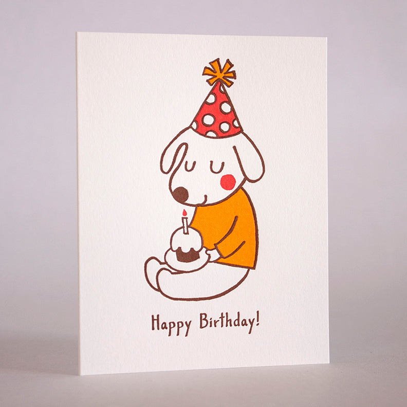 Birthday hat dog card by Fugu Fugu Press