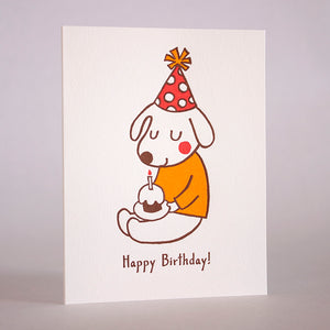 Birthday hat dog card by Fugu Fugu Press