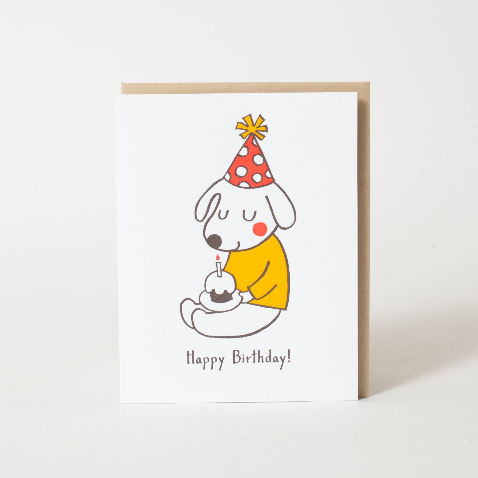 Birthday hat dog card by Fugu Fugu Press
