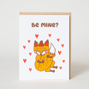 be mine fox letterpress greeting card