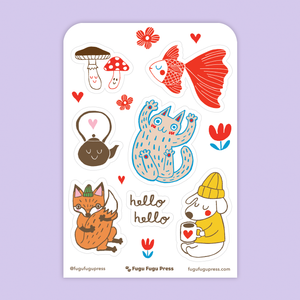Card & Sticker Sheet Set - Cat & Dog Bday