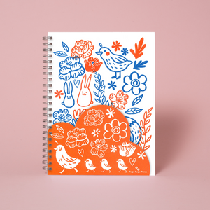 6 x 8" Spiral Blank Notebook - Fox Garden