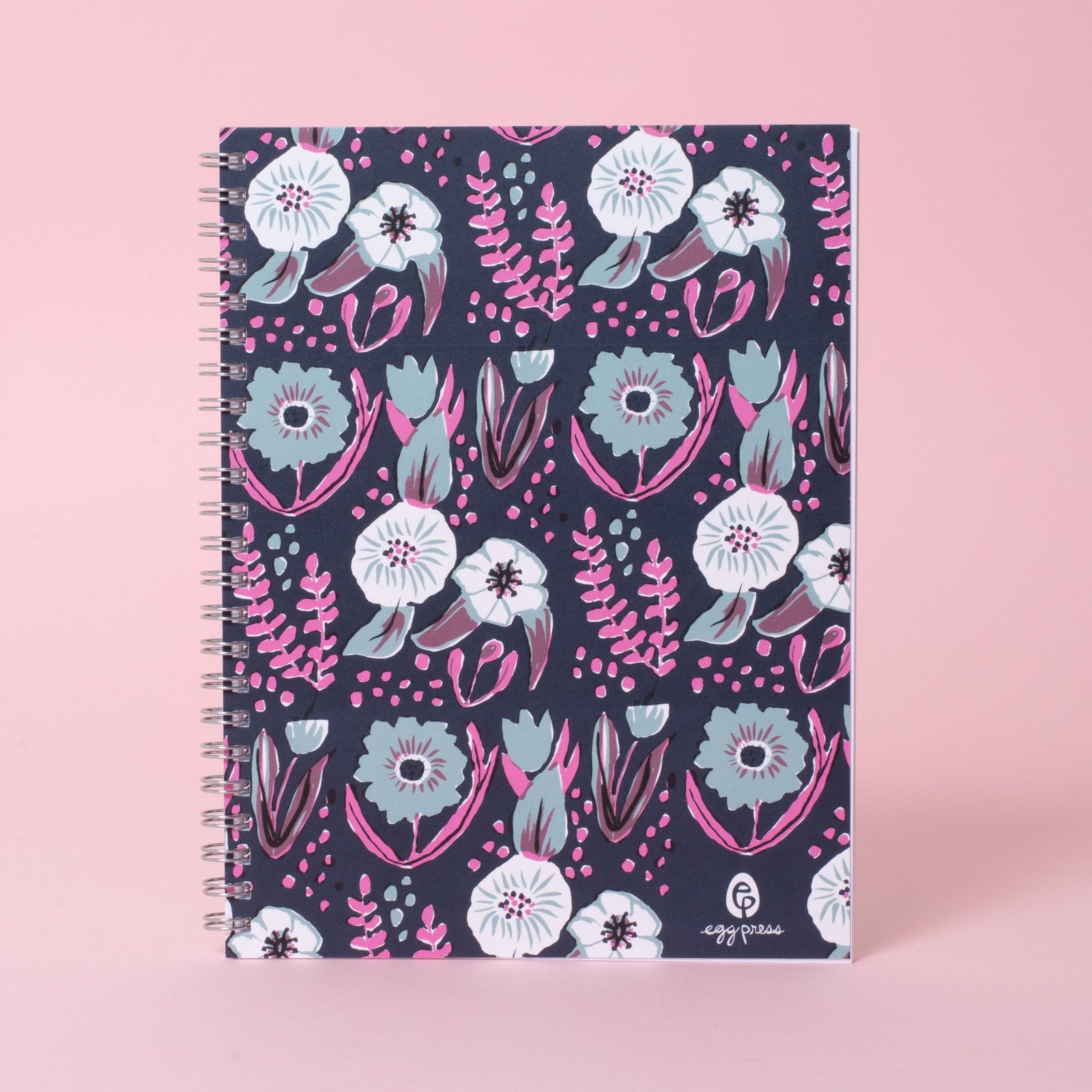 Blue & Purple Floral Pattern 6x8" Spiral Notebook Blank