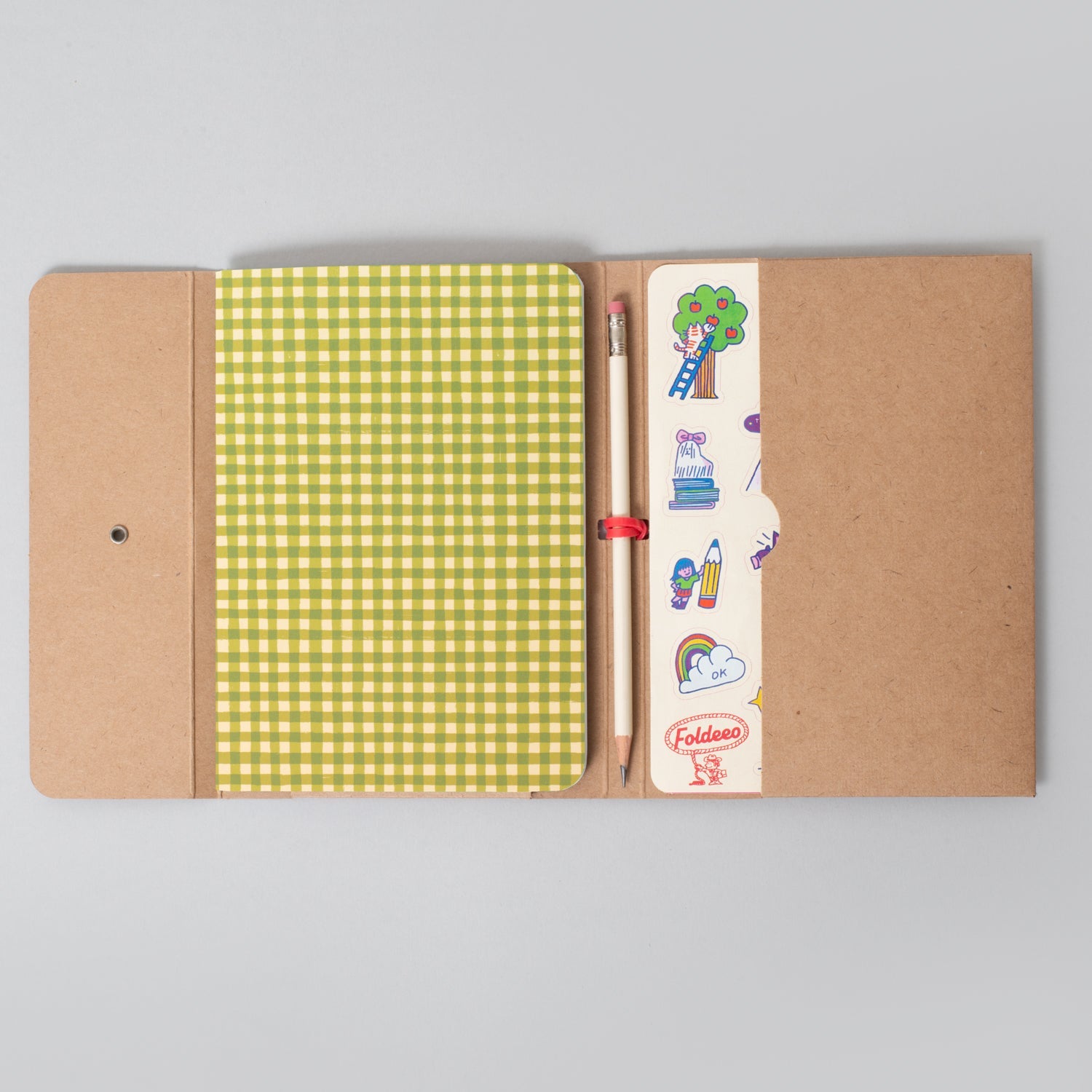 Foldeeo Notebook Folio Green Gingham B6 Size