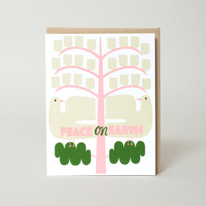 Holiday Peace Doves Letterpress Greeting Card