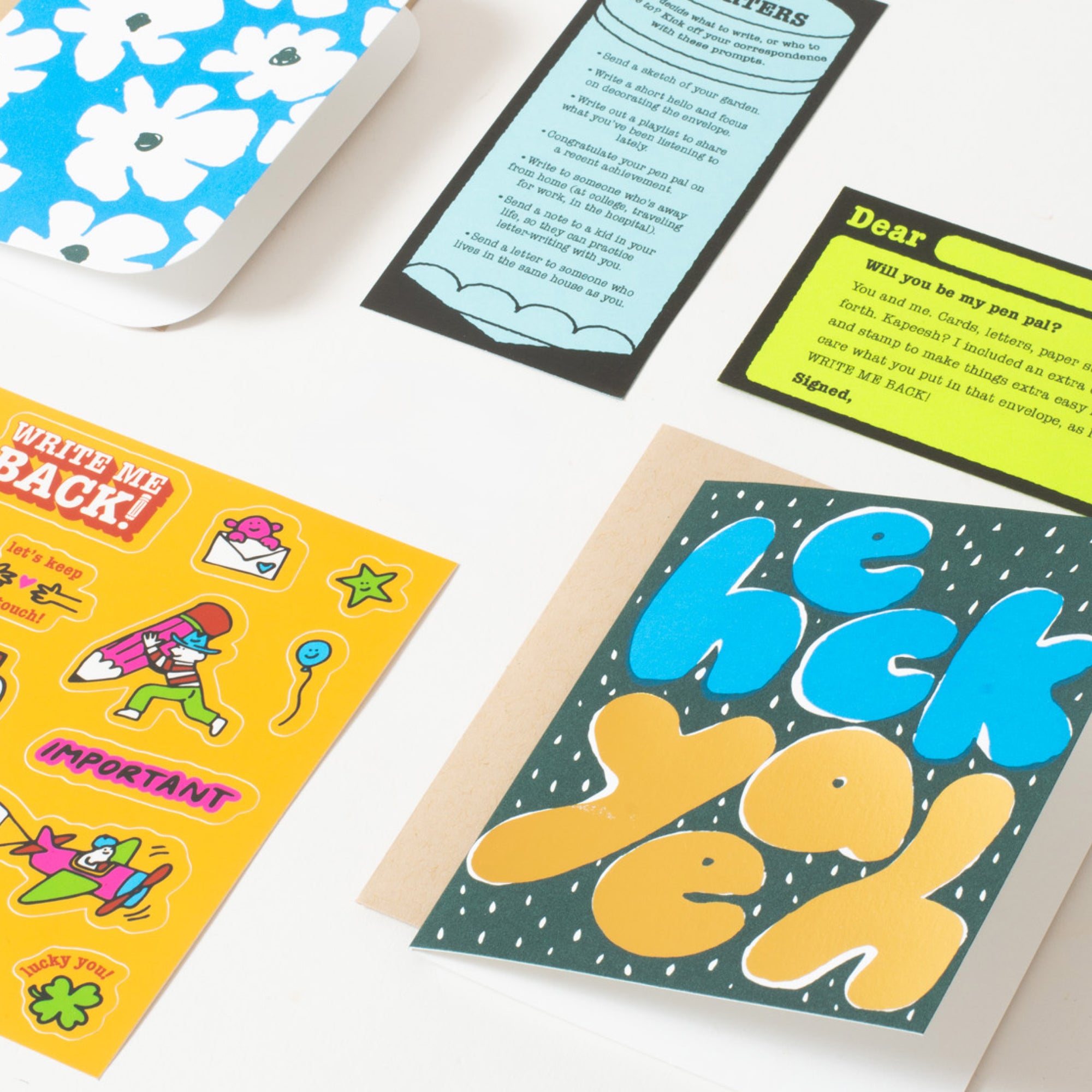 Write Me Back! Pen Pal Kit (Heck Yeah + Flower)