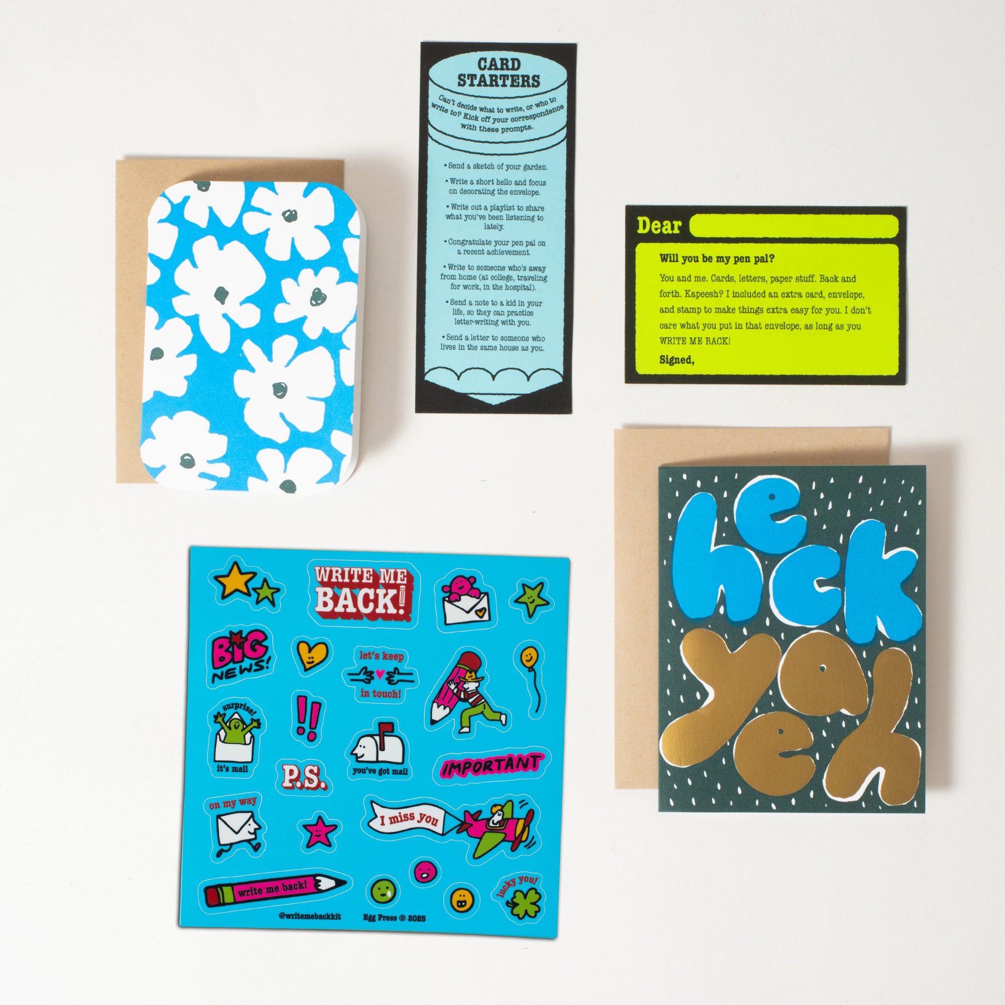 Write Me Back! Pen Pal Kit (Heck Yeah + Flower)