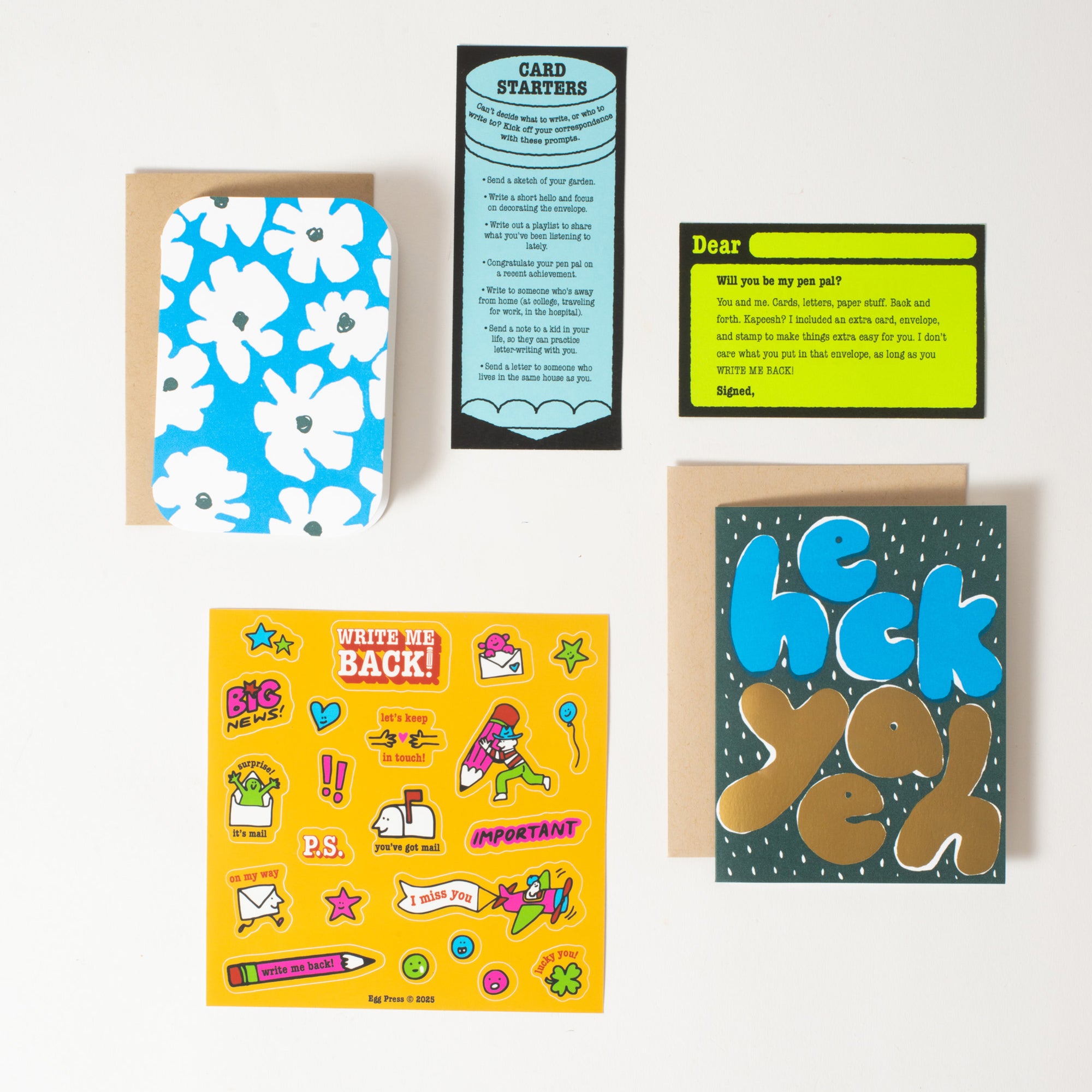 Write Me Back! Pen Pal Kit (Heck Yeah + Flower)