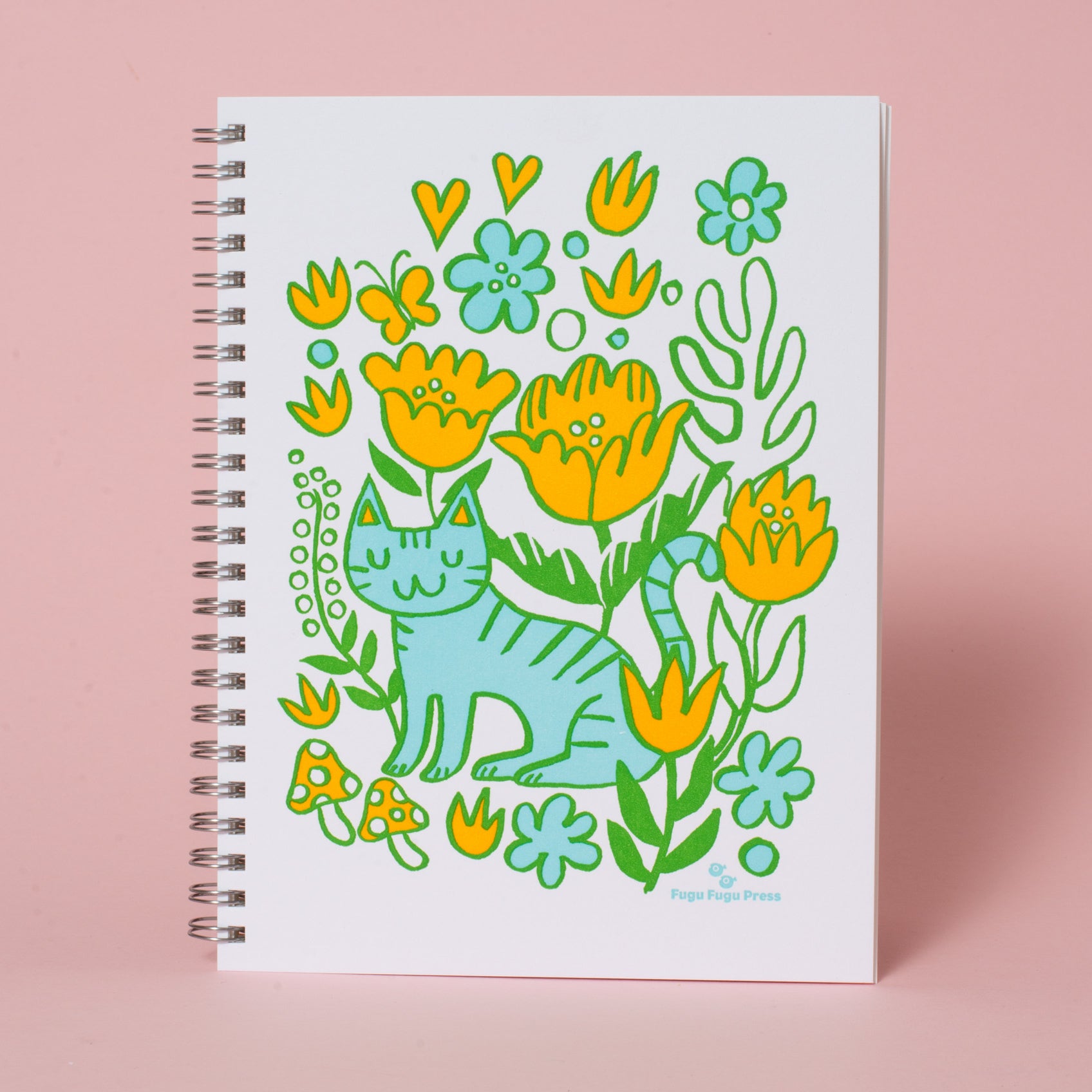 Cat Garden Blank Letterpress Notebook