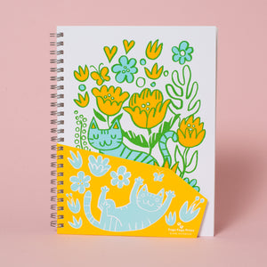Cat Garden Blank Letterpress Notebook